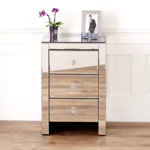 Hollywood 3 Drawer Side Table - Glass